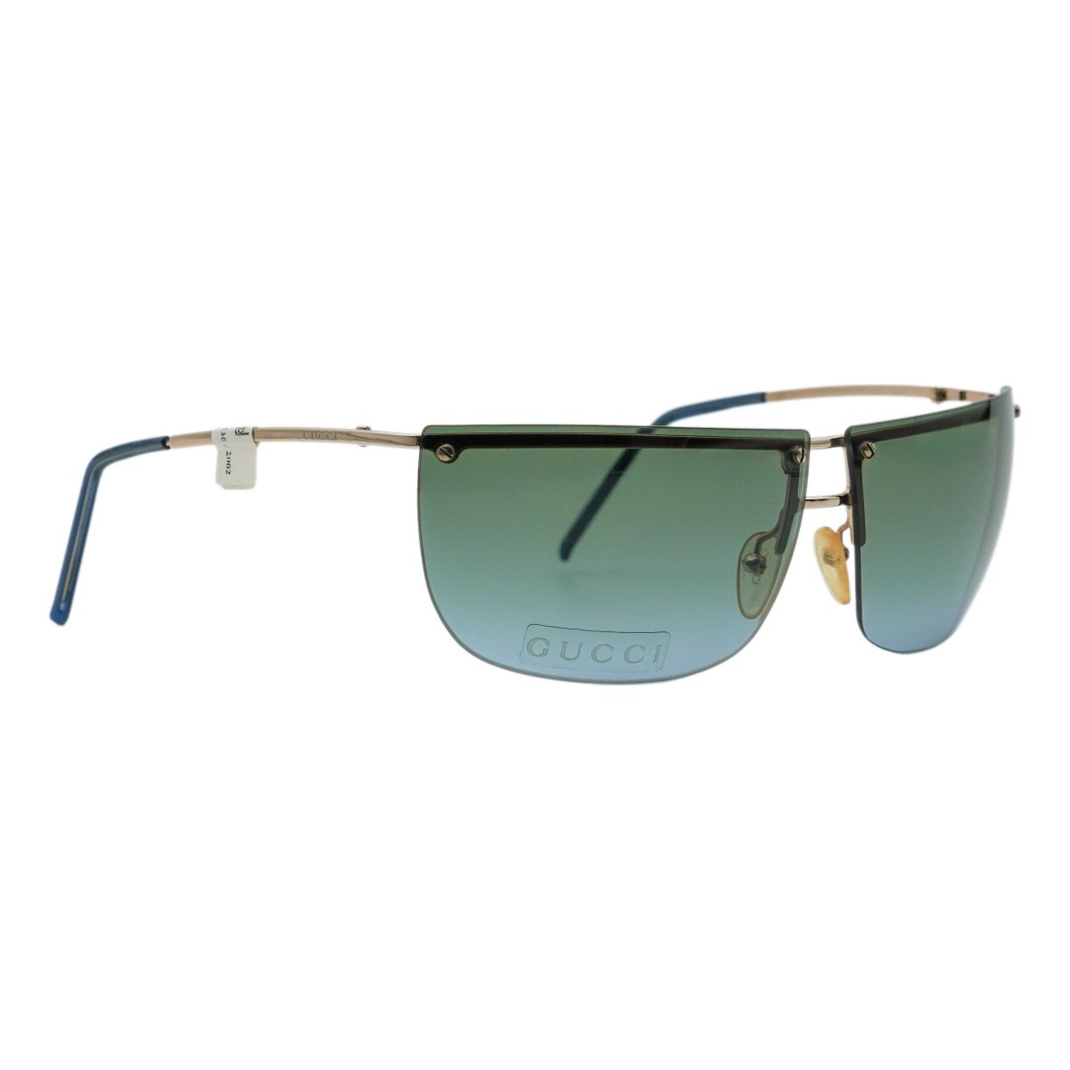 Vintage Gucci GG 2652 Gold Half Rimless Logo Sunglasses