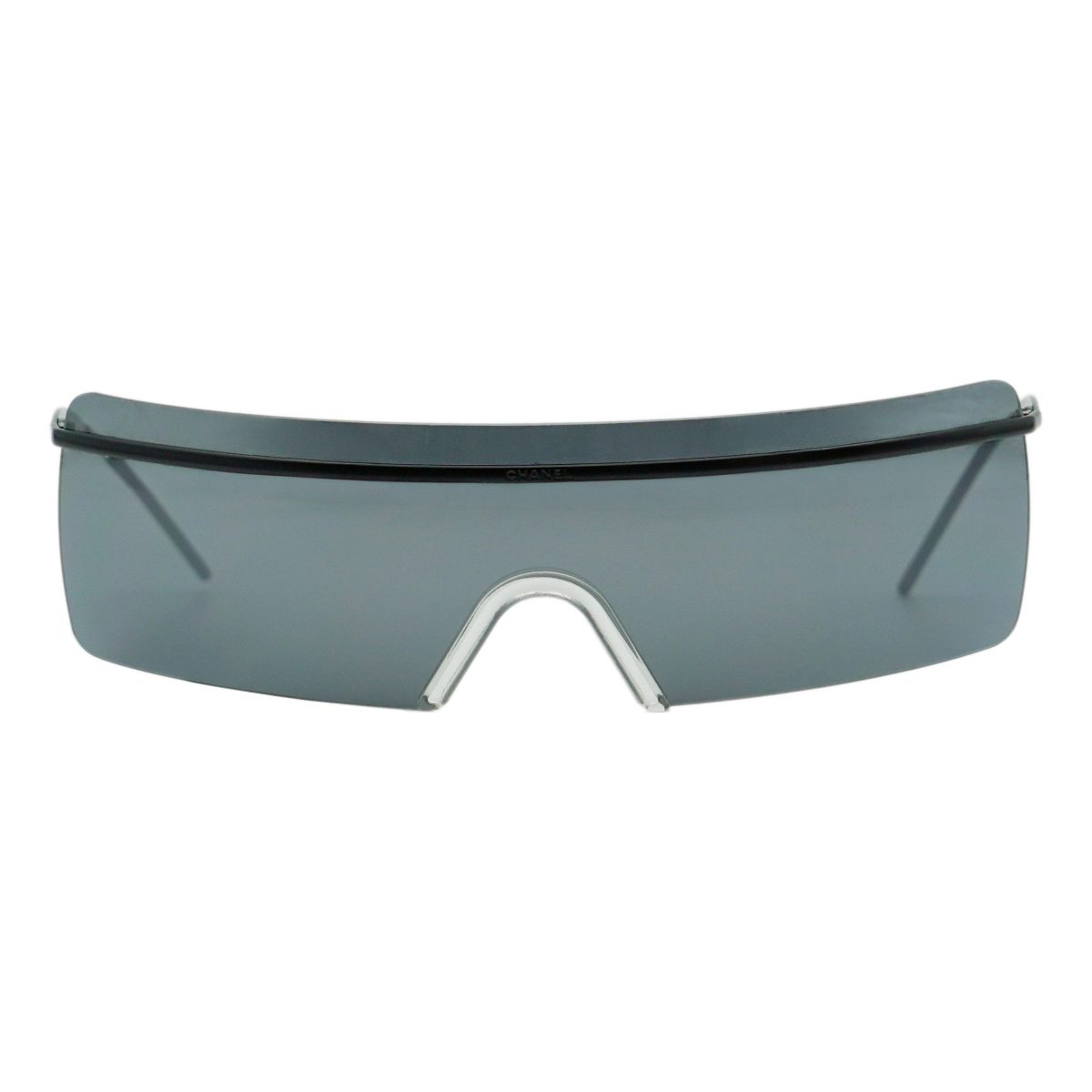 Chanel 4045 Black Rimless Shield Mask Logo Y2K Sunglasses — photo 2