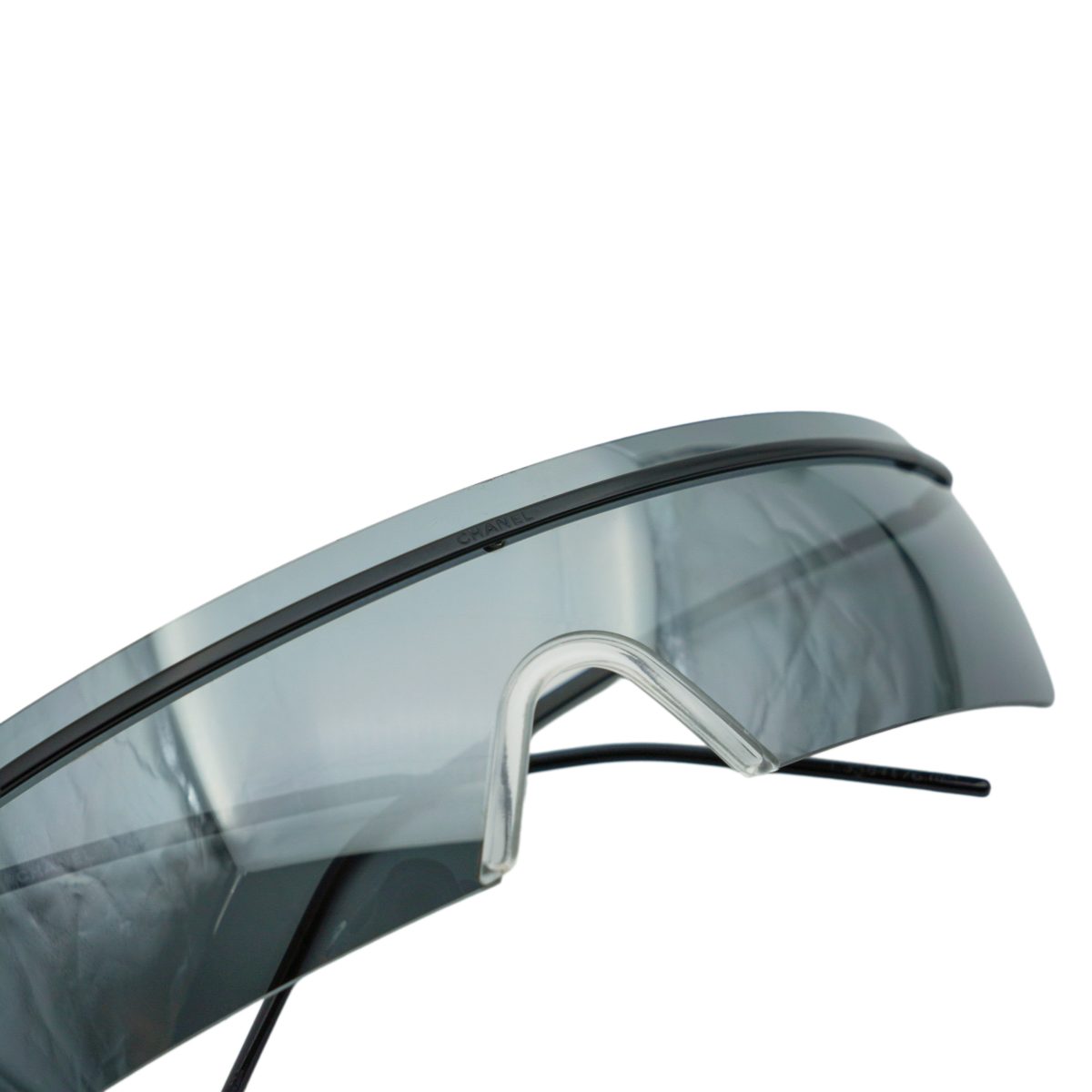 Chanel 4045 Black Rimless Shield Mask Logo Y2K Sunglasses — photo 7