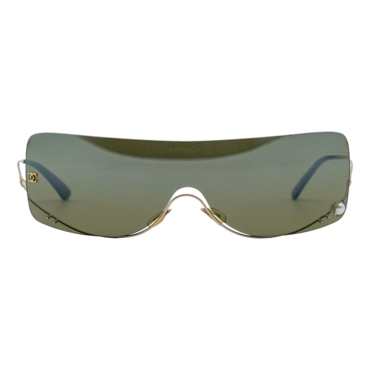 Vintage Chanel 4077 Gold Rimless Shield CC Logo Sunglasses — photo 2
