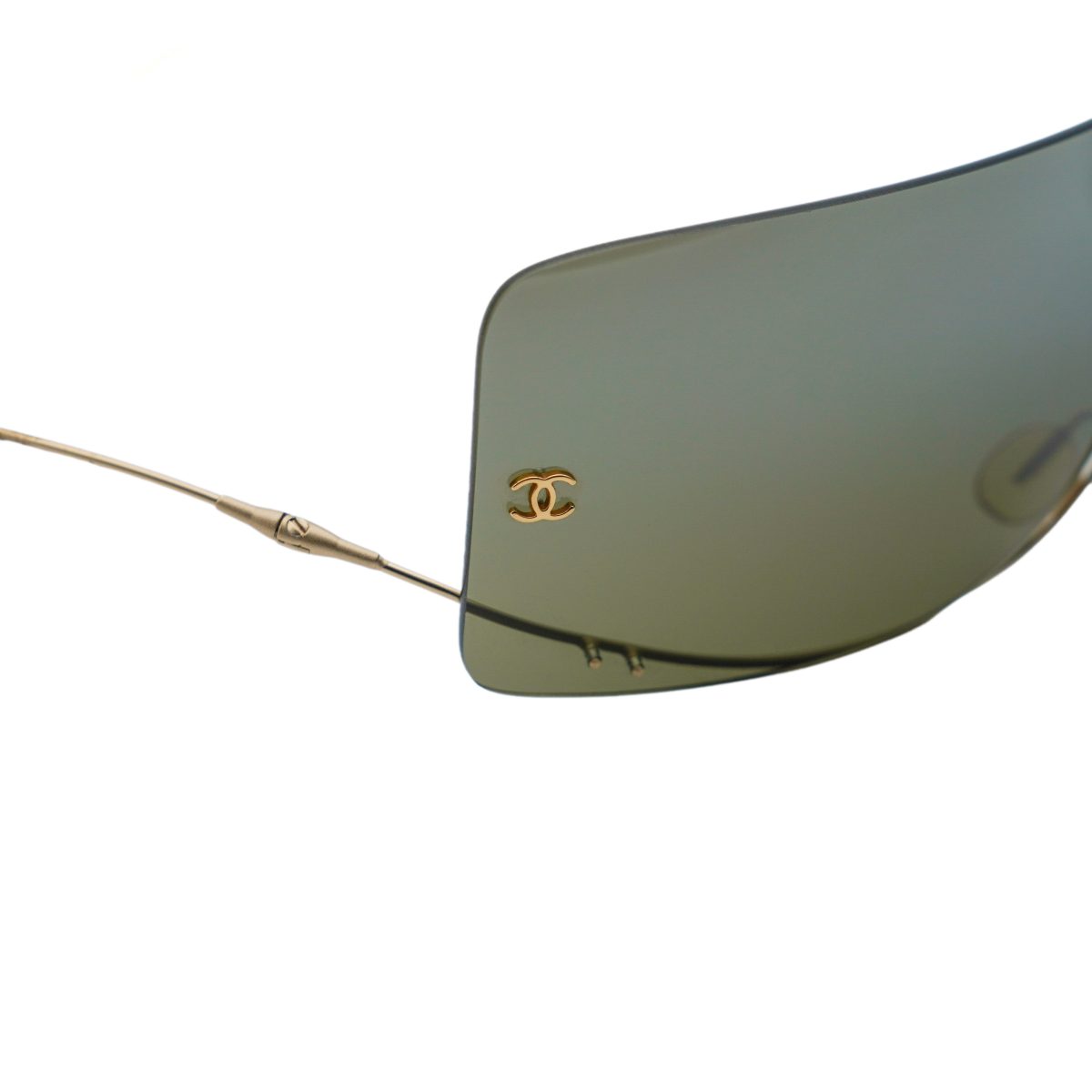 Vintage Chanel 4077 Gold Rimless Shield CC Logo Sunglasses — photo 6