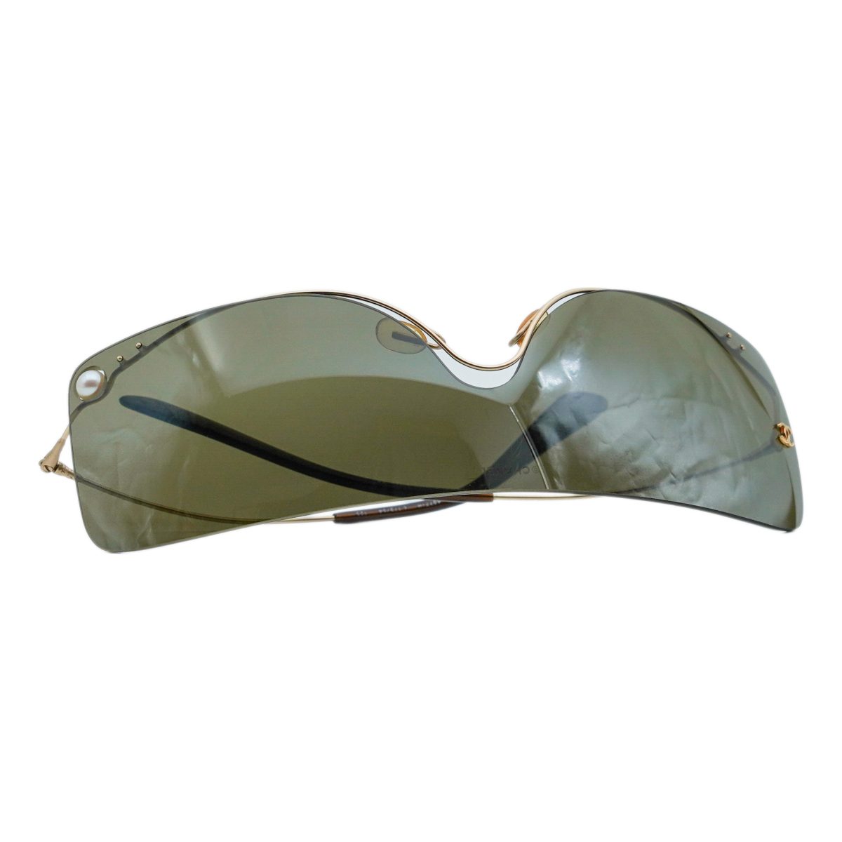 Vintage Chanel 4077 Gold Rimless Shield CC Logo Sunglasses — photo 12