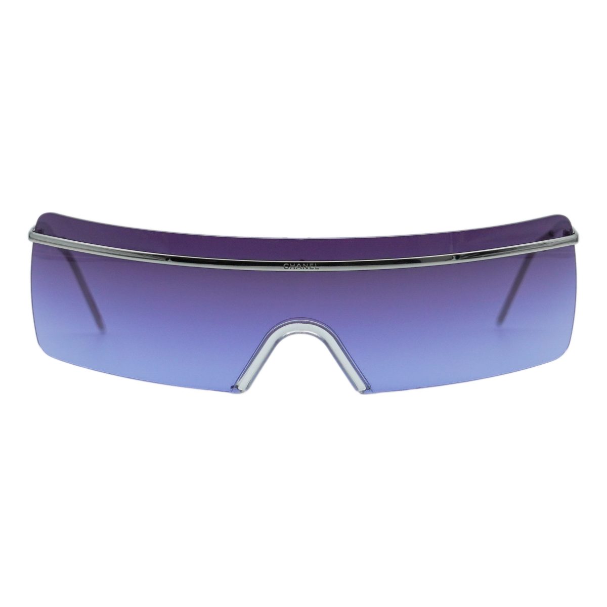 Chanel 4045 Silver Rimless Shield Mask Logo Y2K Sunglasses — photo 2
