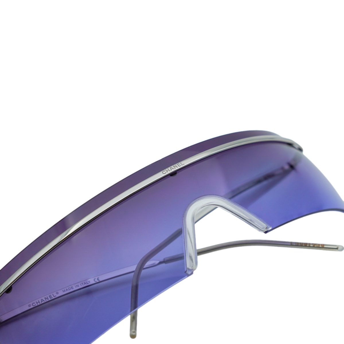 Chanel 4045 Silver Rimless Shield Mask Logo Y2K Sunglasses — photo 7