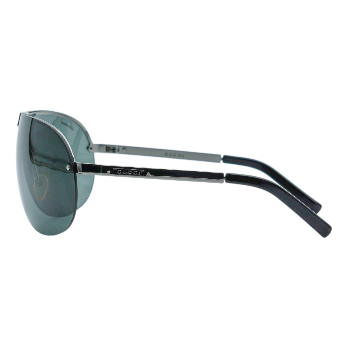 Vintage Gucci Gunmetal Half Rimless Shield Logo Sunglasses — photo 3