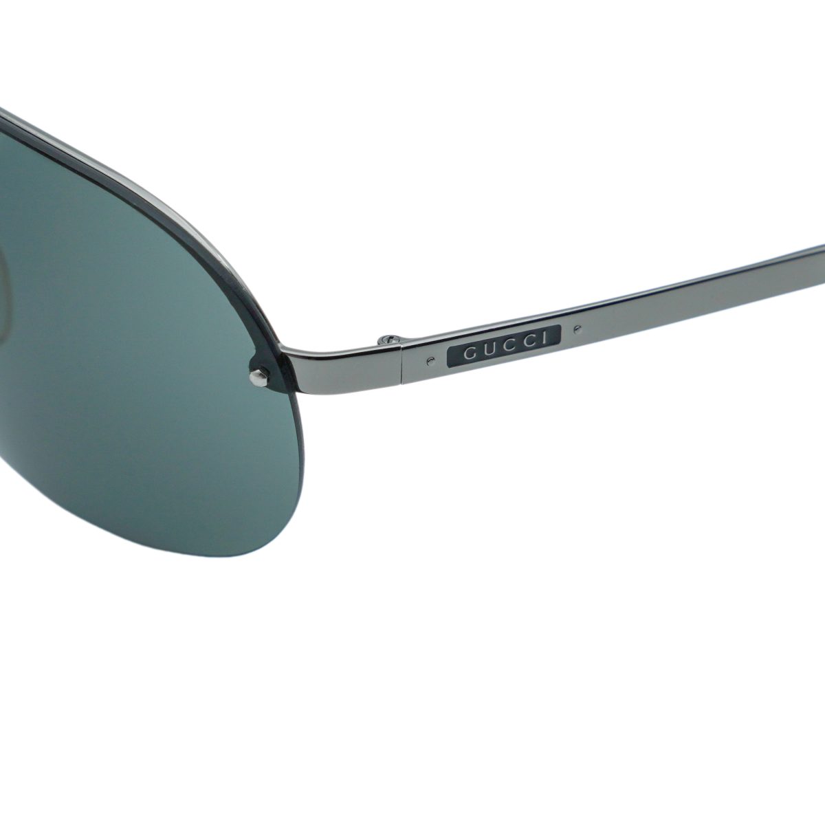 Vintage Gucci Gunmetal Half Rimless Shield Logo Sunglasses — photo 4
