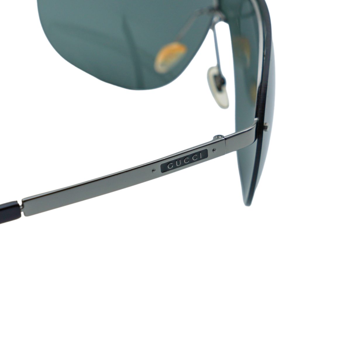 Vintage Gucci Gunmetal Half Rimless Shield Logo Sunglasses — photo 5