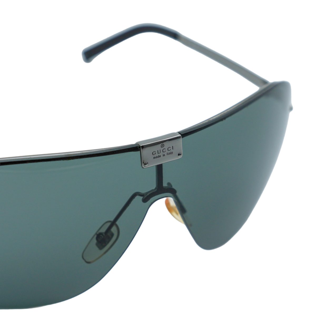 Vintage Gucci Gunmetal Half Rimless Shield Logo Sunglasses — photo 6