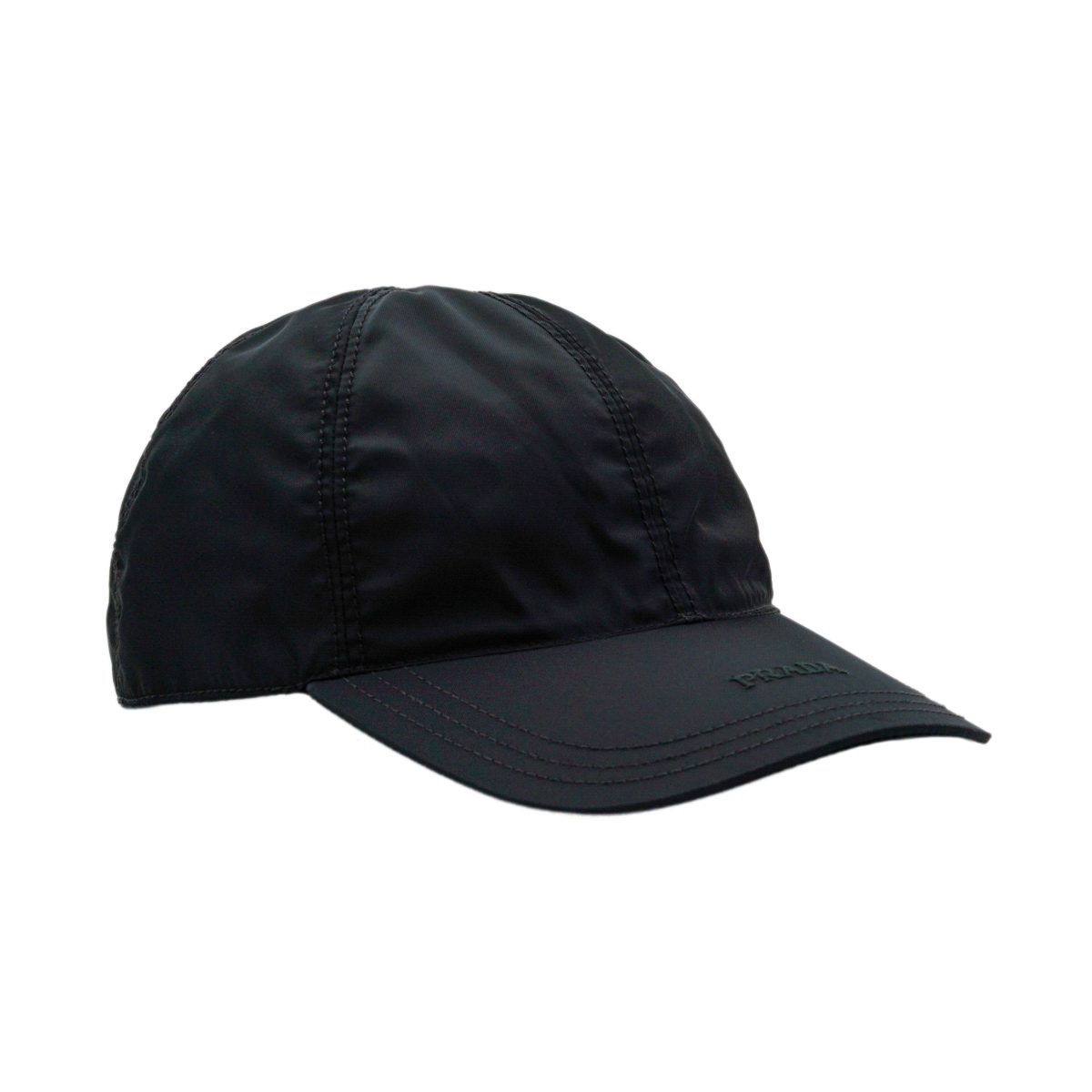 Vintage Prada Black Nylon Embroidered Logo Baseball Cap