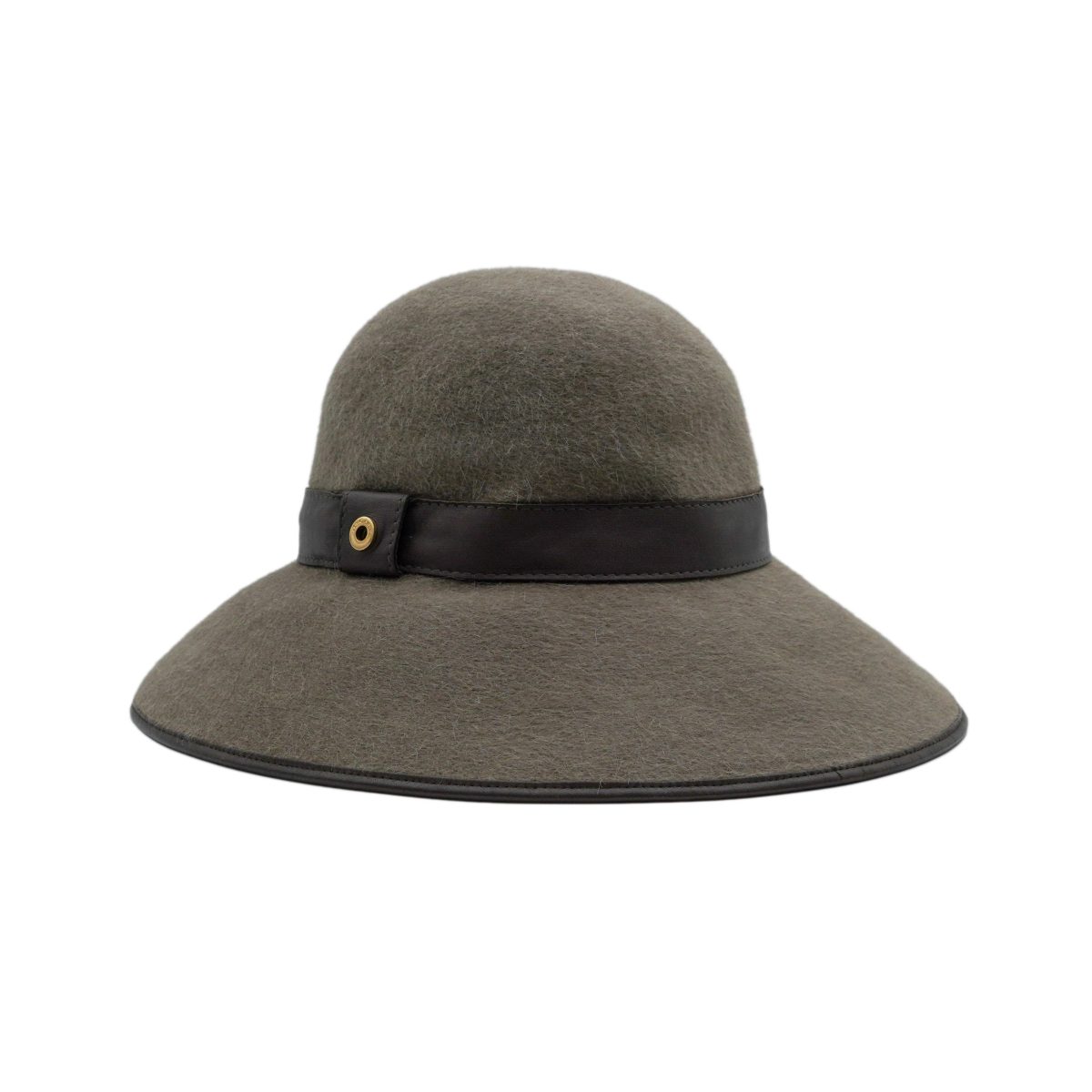 Loro Piana Olive Hare Fur Cashmere Wide Brim Womens Felt Hat