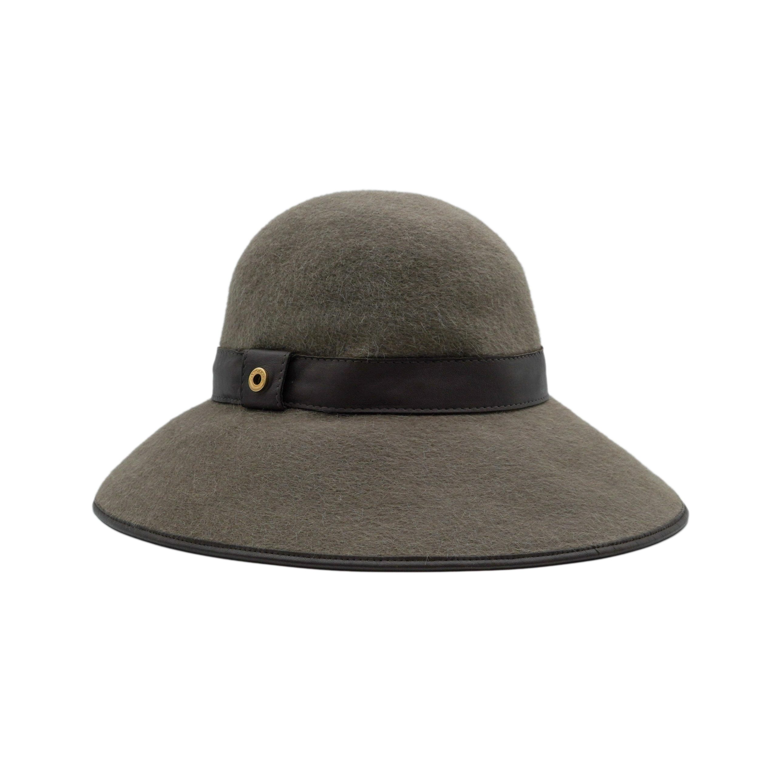 Loro Piana Brown Hare Fur Cashmere Wide Brim Womens Felt Hat