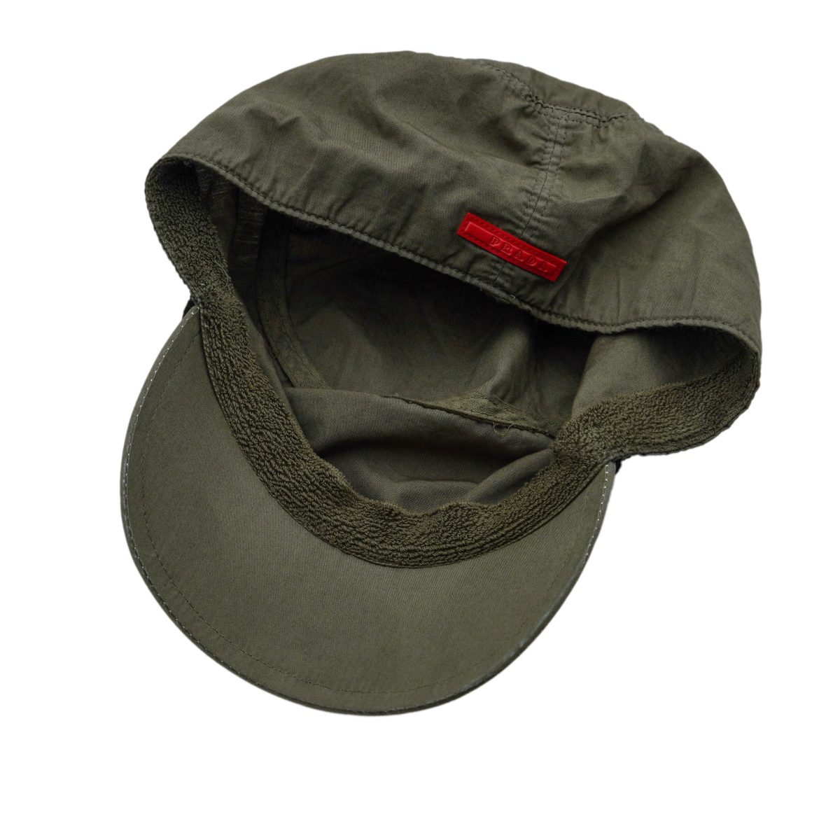 Prada Linea Rossa Military Khaki Green Tab Logo Sport Cap — photo 6