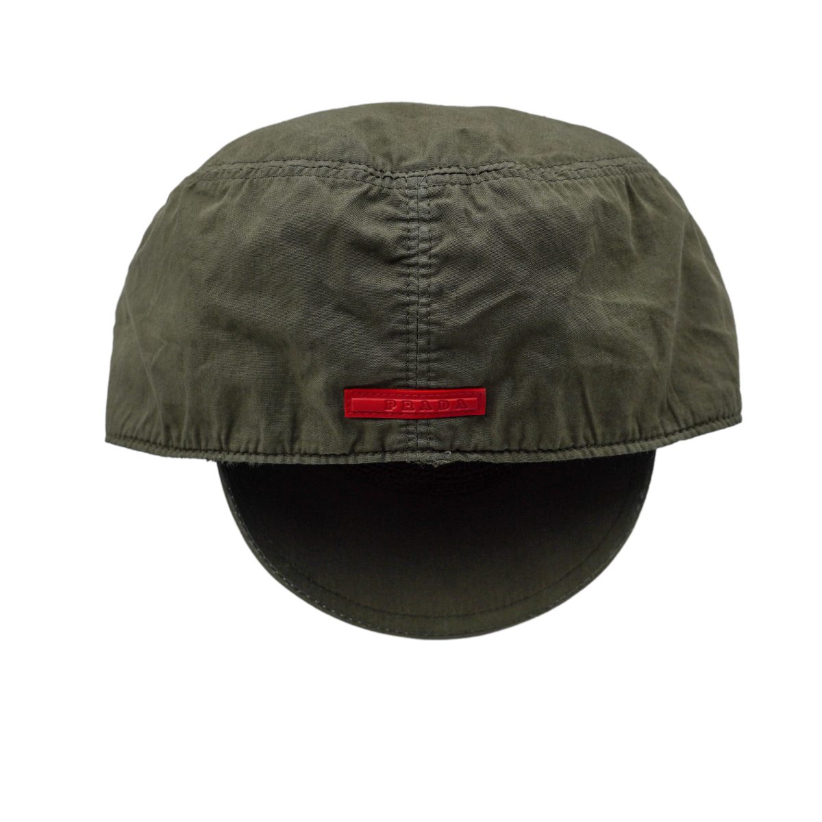 Prada Linea Rossa Military Khaki Green Tab Logo Sport Cap — photo 5