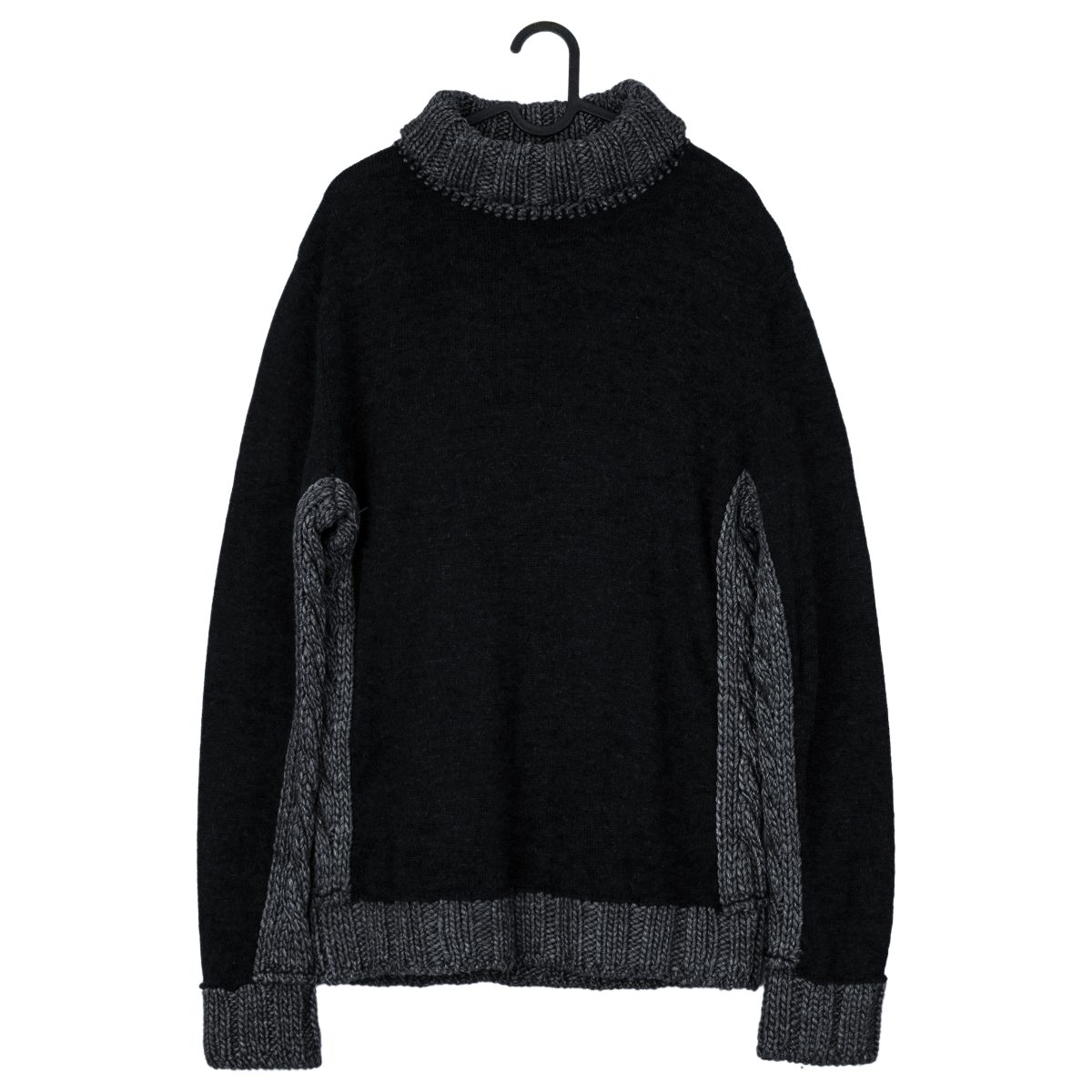 Dolce Gabbana Black Gray Wool Blend Knit Turtleneck Sweater