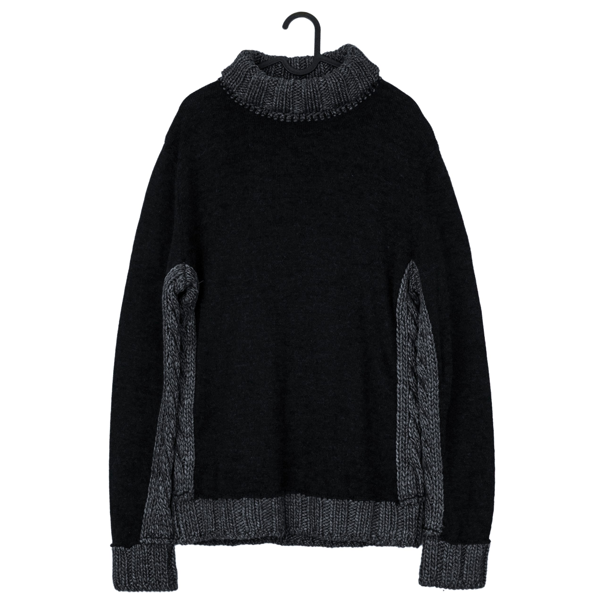 Dolce Gabbana Black Gray Wool Blend Knit Turtleneck Sweater