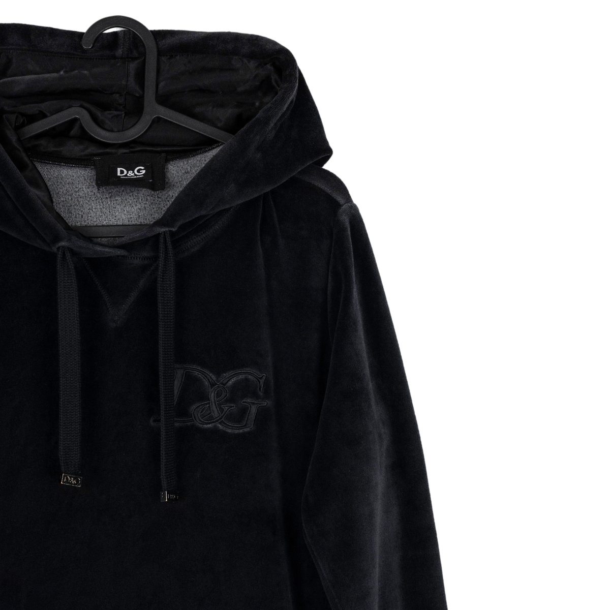 Dolce Gabbana Velour Embroidered Logo Long Hoodie Sweatshirt — photo 4