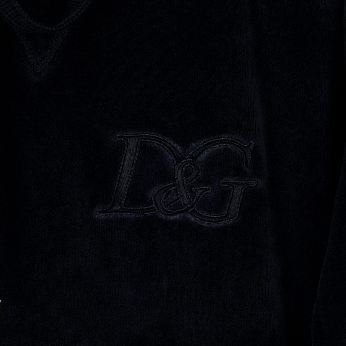 Dolce Gabbana Velour Embroidered Logo Long Hoodie Sweatshirt — photo 7