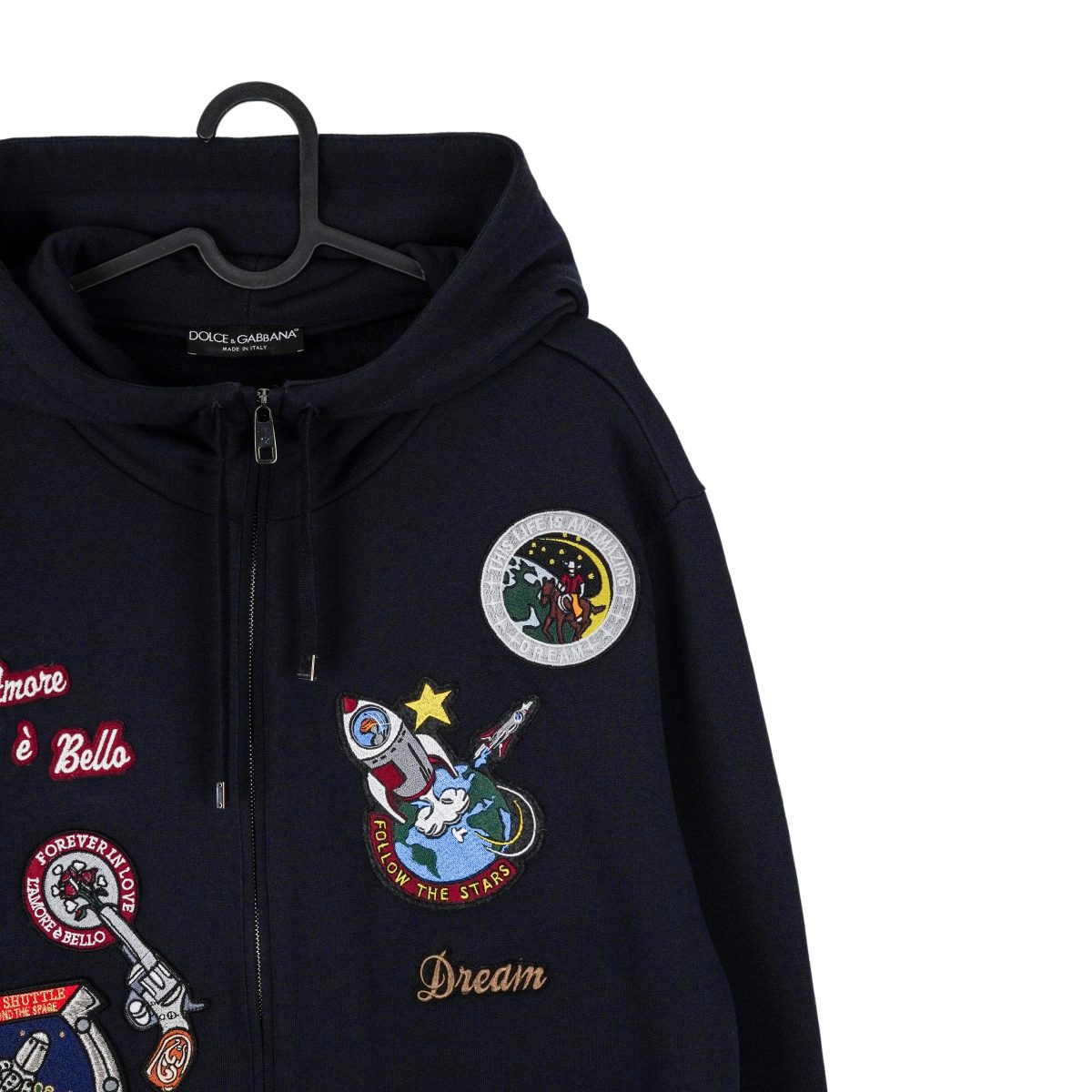 Dolce Gabbana Navy Tab Logo Embroidered Hoodie Sweatshirt — photo 4