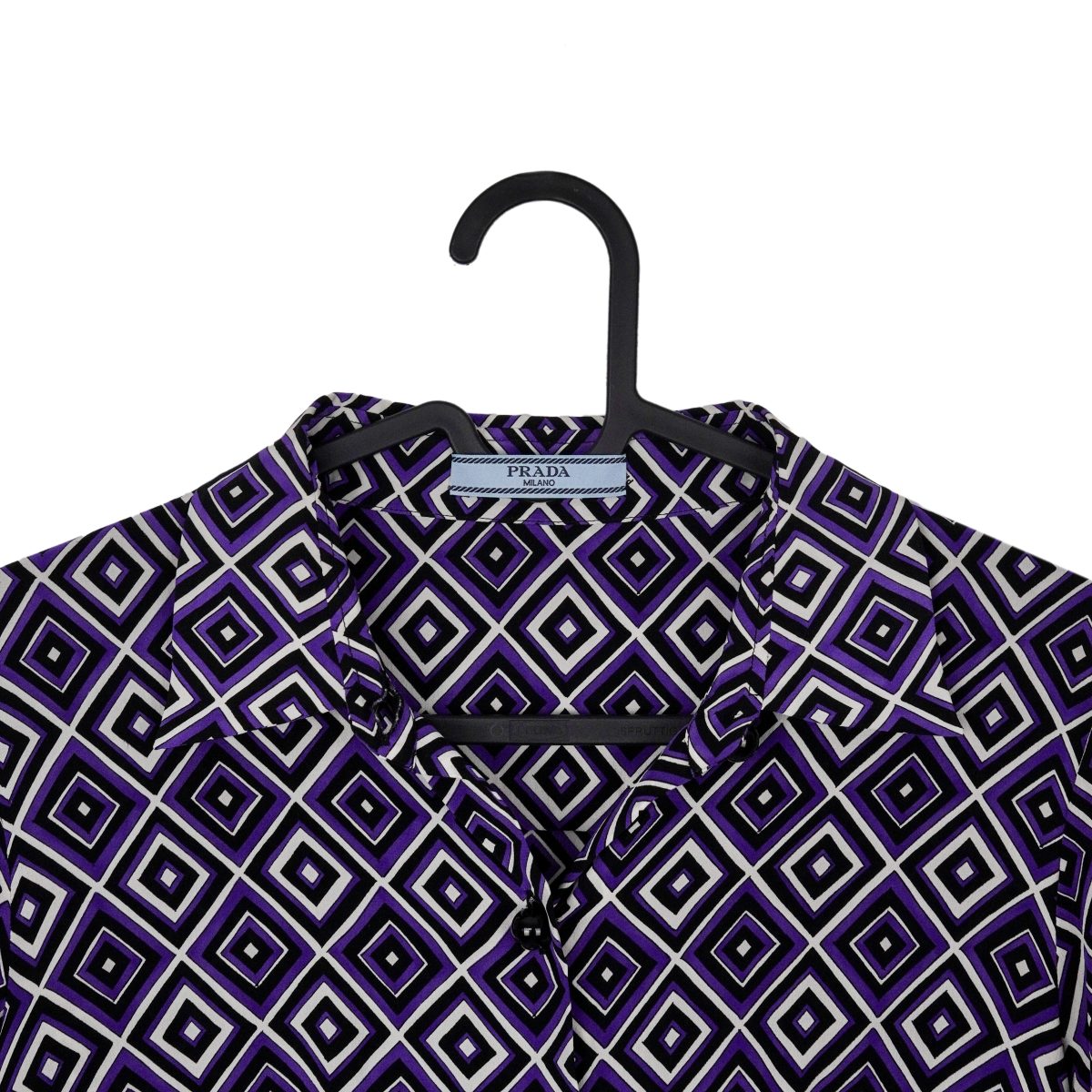 Prada Milano SS12 Purple Silk Geometric Pattern Womens Shirt — photo 3