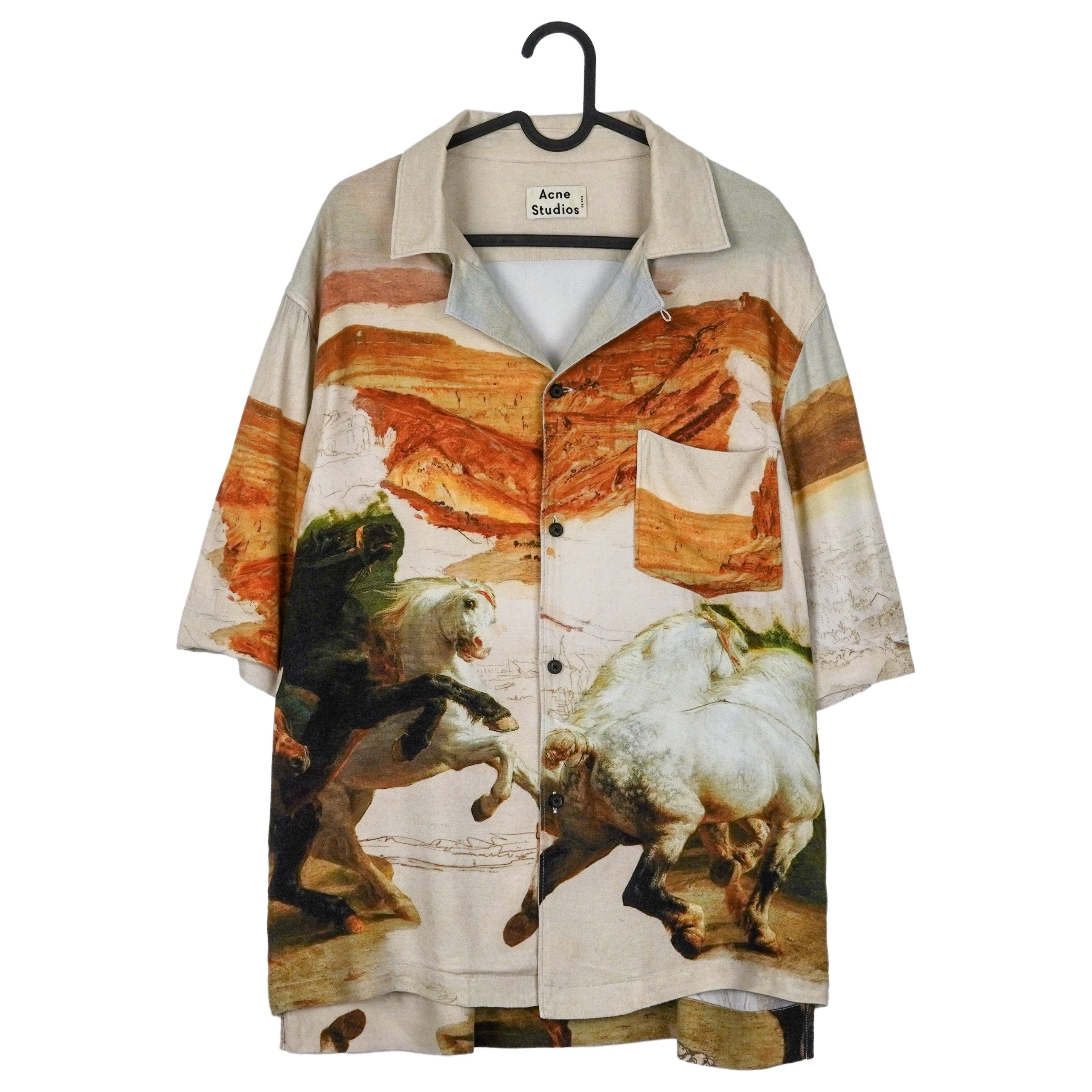 Acne Studios Multicolor Horse Art Viscose Short Sleeve Shirt