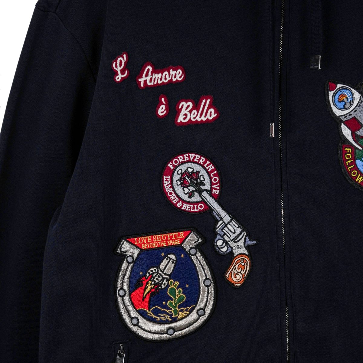 Dolce Gabbana Navy Tab Logo Embroidered Hoodie Sweatshirt — photo 6