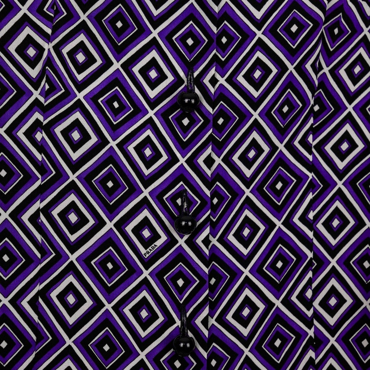 Prada Milano SS12 Purple Silk Geometric Pattern Womens Shirt — photo 5