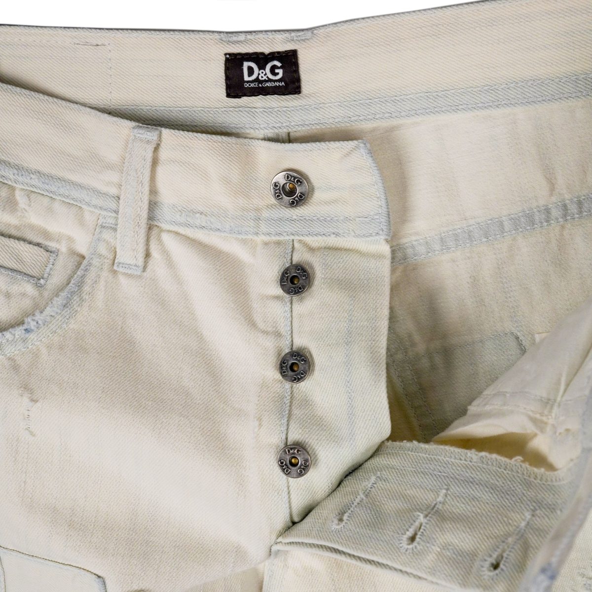 Dolce Gabbana White Distressed Patchwork Denim Pants Jeans — photo 5