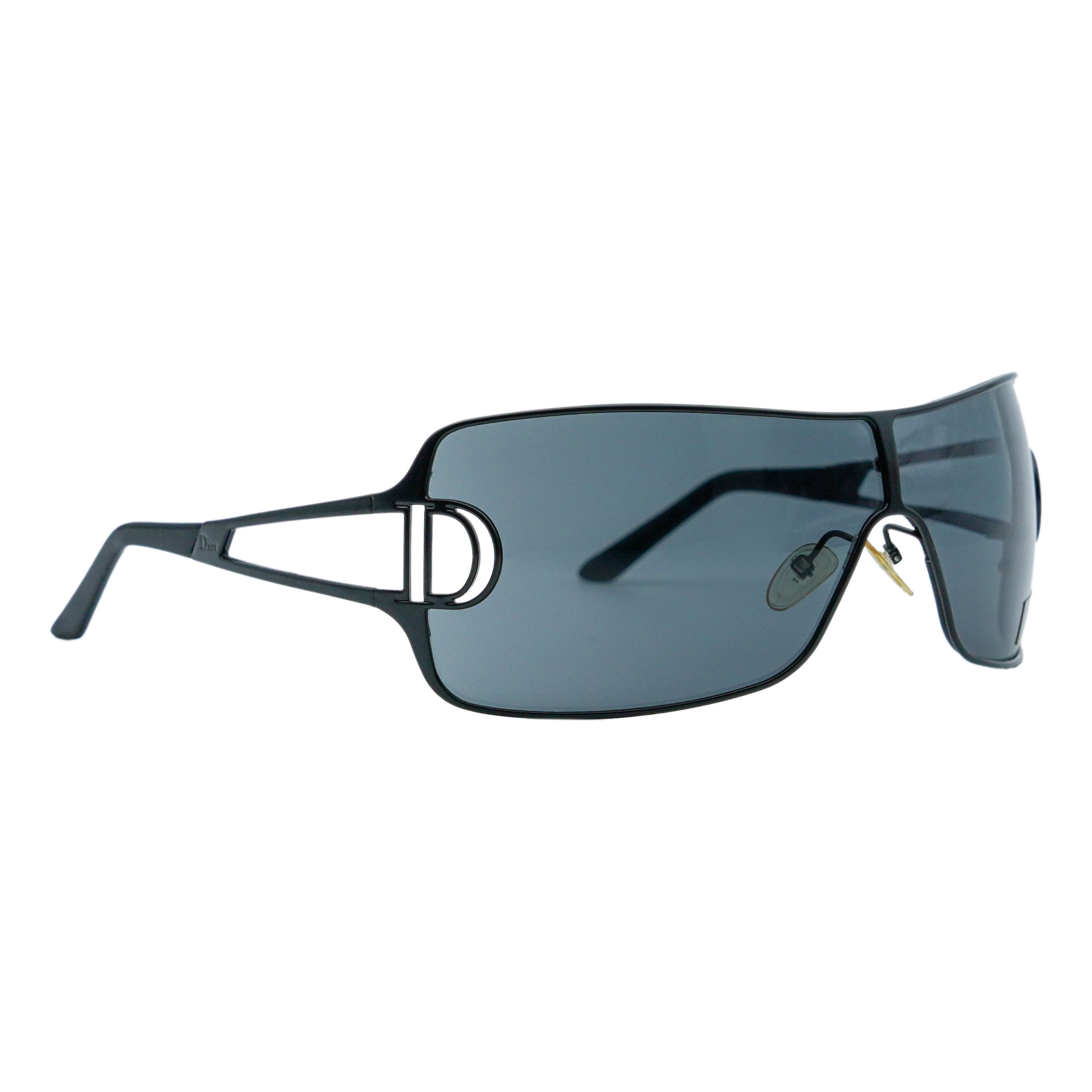 Vintage Dior Diorissimo 2 Black Metal Shield Logo Sunglasses