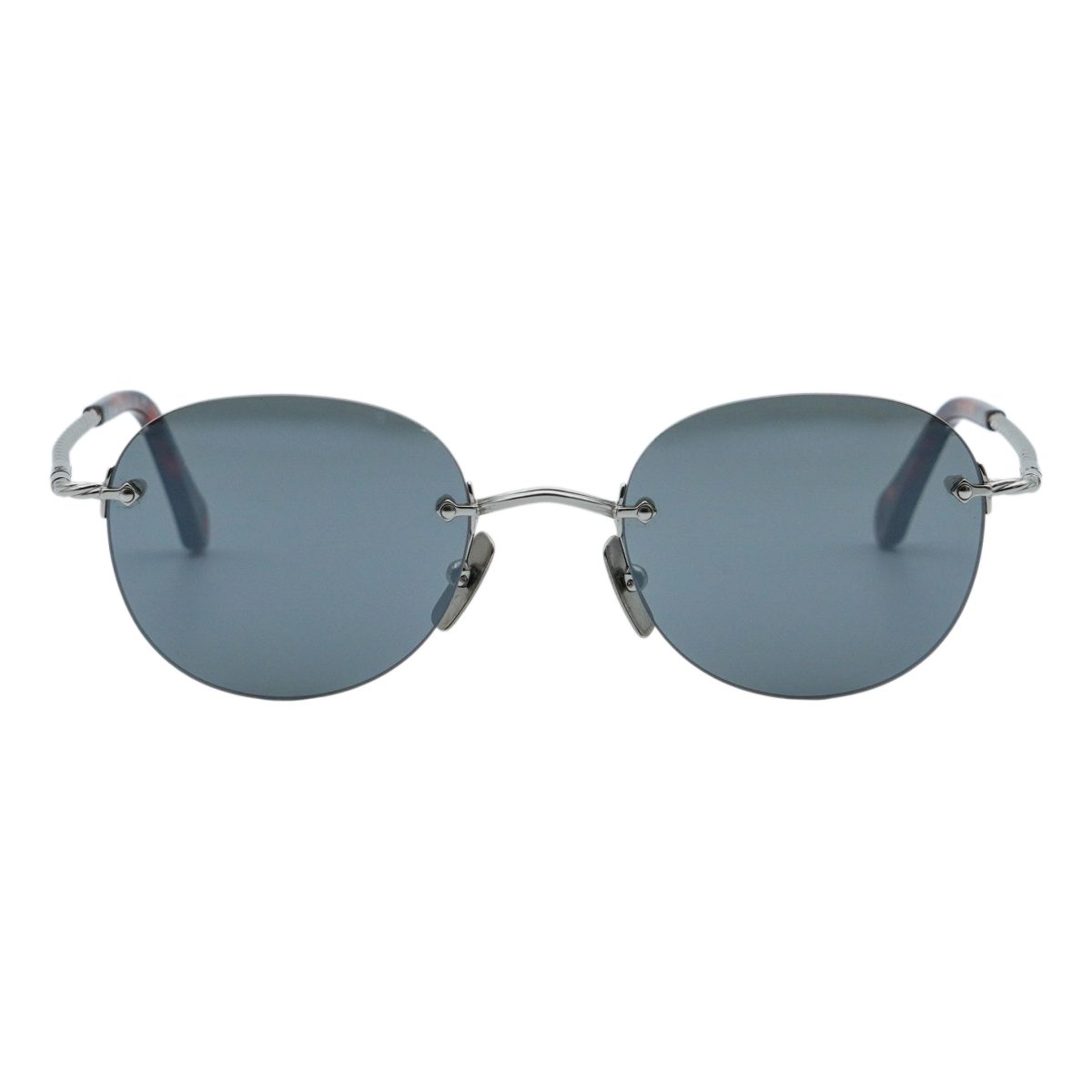 Vintage Brioni BR0026 Silver Twisted Rimless Logo Sunglasses — photo 2
