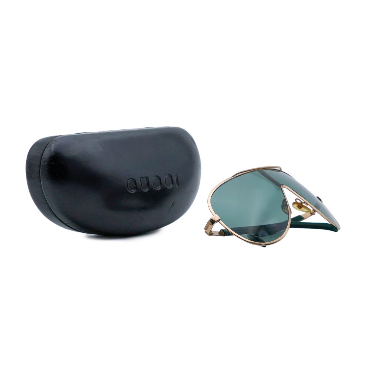 Vintage Gucci GG 1650/S Gold Metal Shield Logo Sunglasses — photo 8