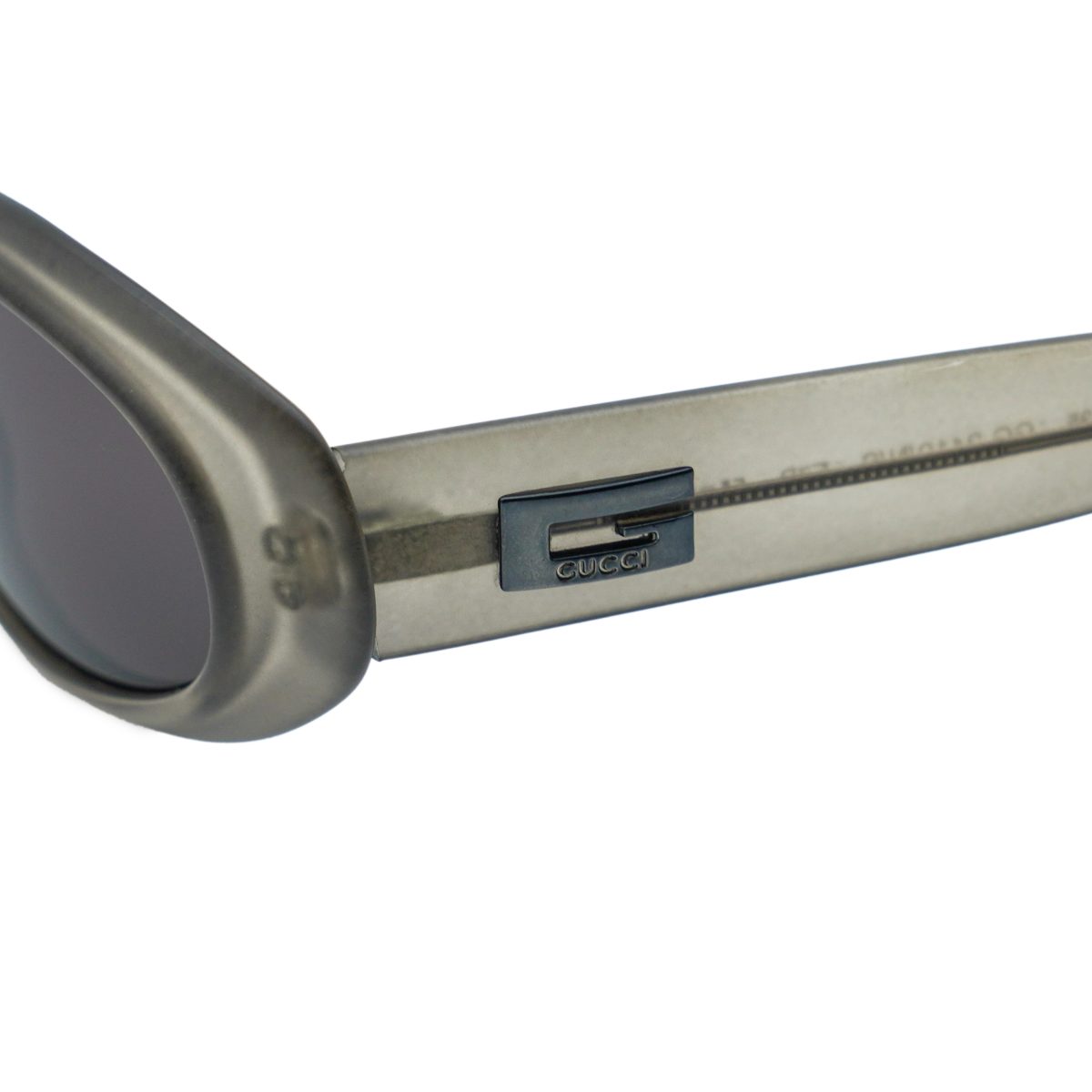 Vintage Gucci GG 2419 Smoke Gray Oval Metal Logo Sunglasses — photo 4