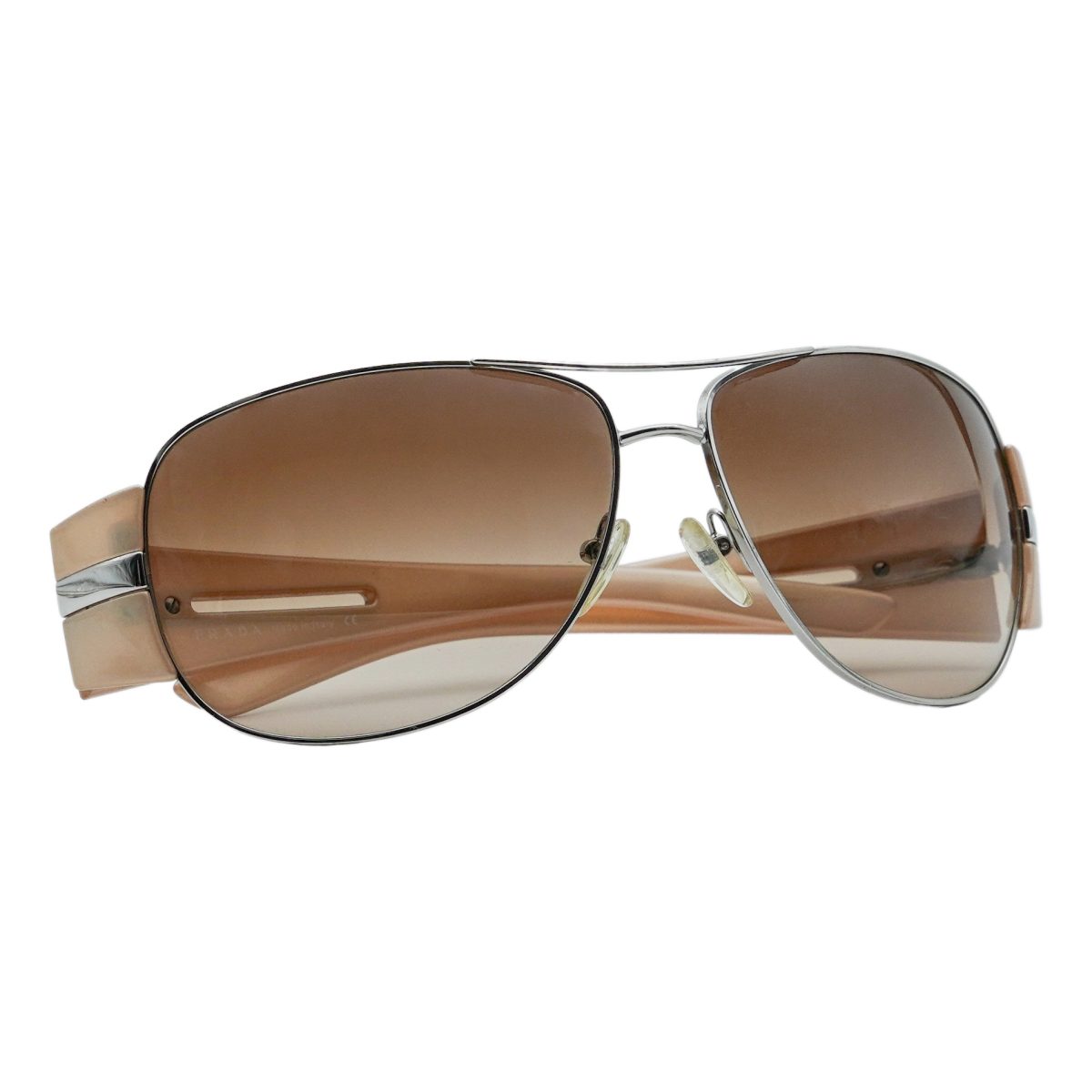 Prada SPR 69H Silver Gradient Aviator Logo Y2K Sunglasses — photo 4