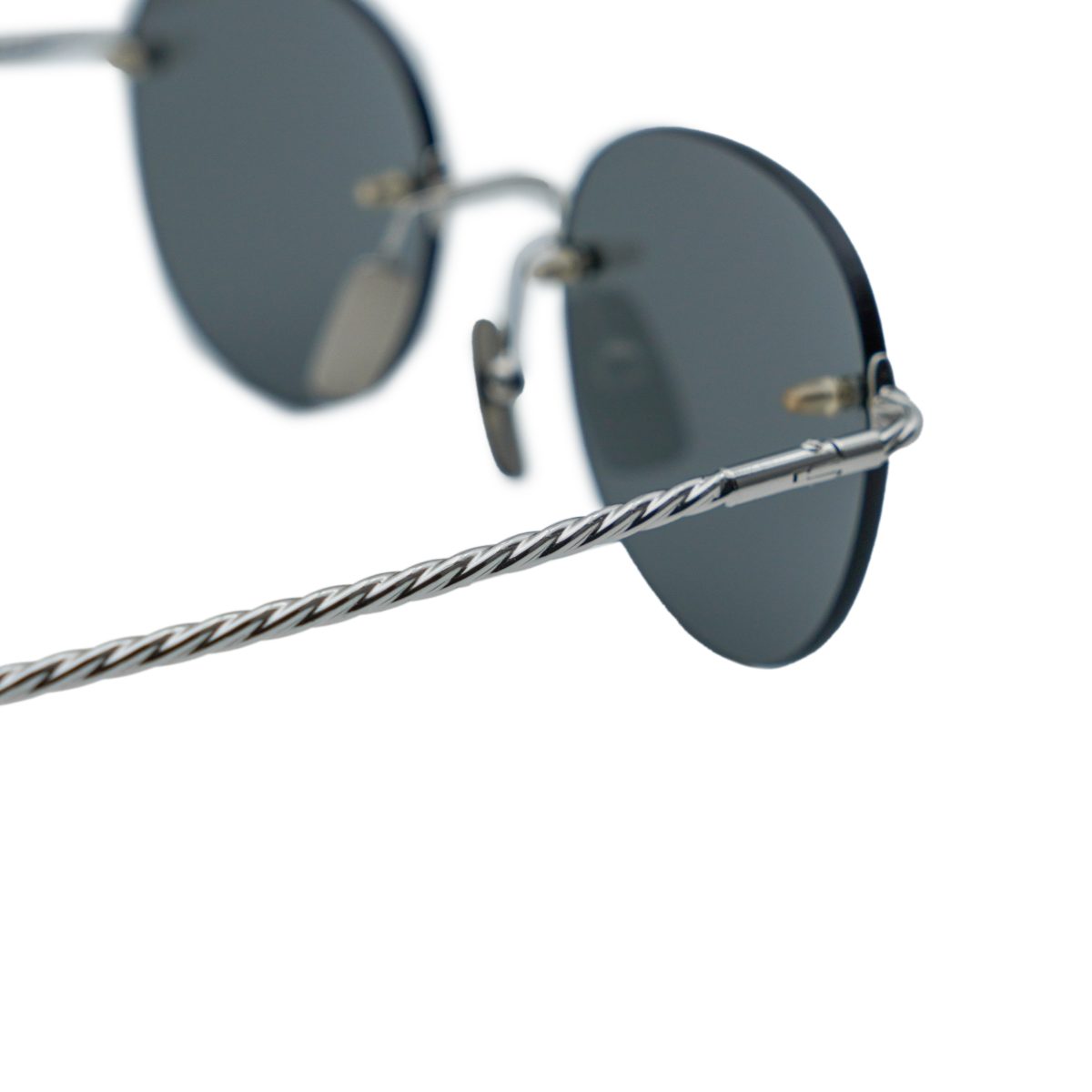 Vintage Brioni BR0026 Silver Twisted Rimless Logo Sunglasses — photo 5