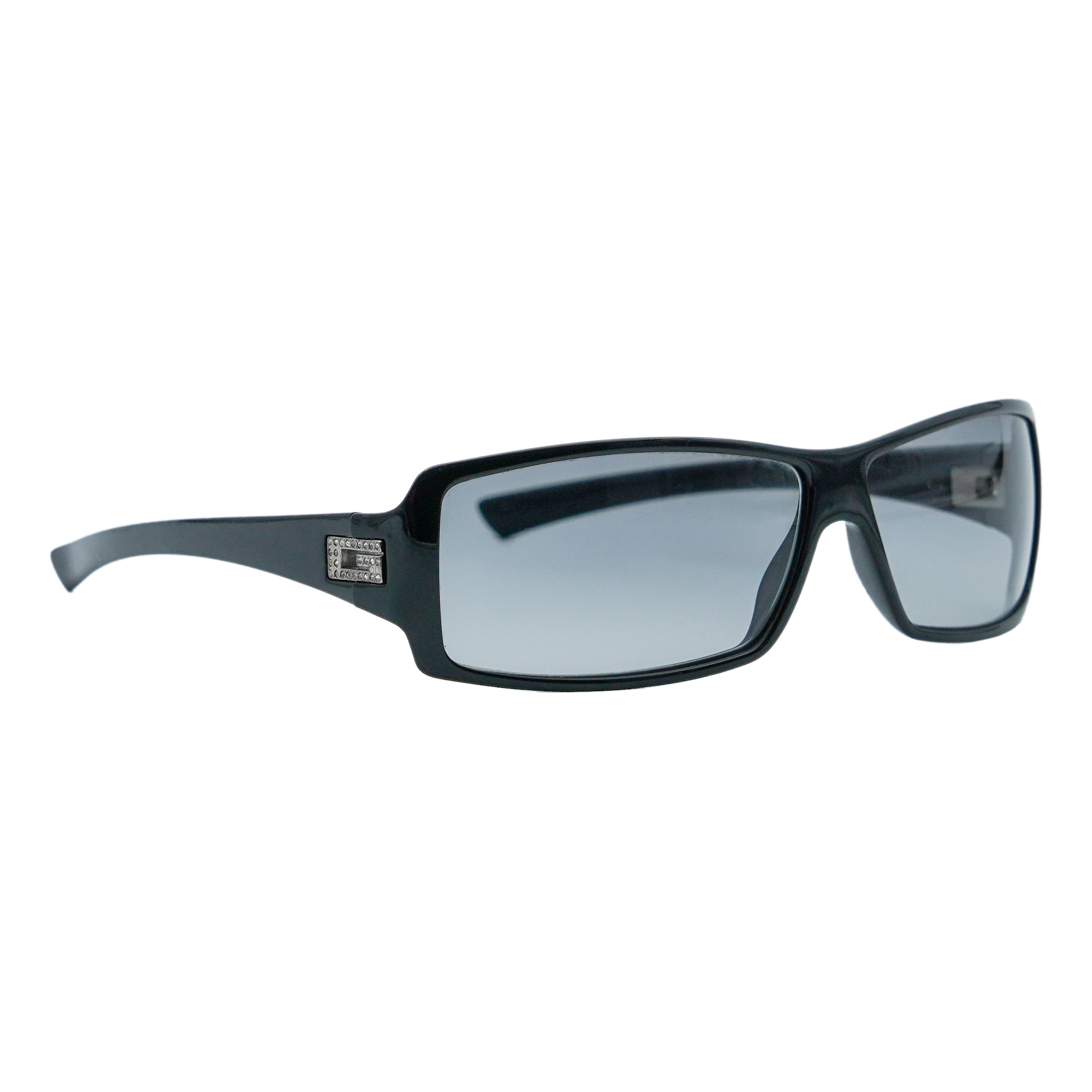 Vintage Gucci Black Strass GG Logo Rectangular Sunglasses