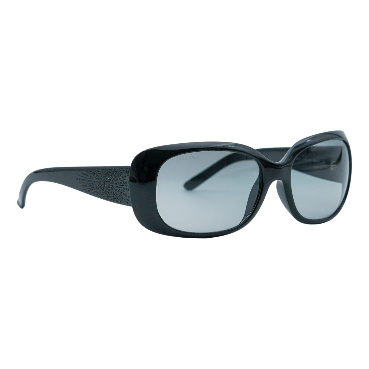 Chanel 6026 Black Gradient Sunburst CC Logo Y2K Sunglasses