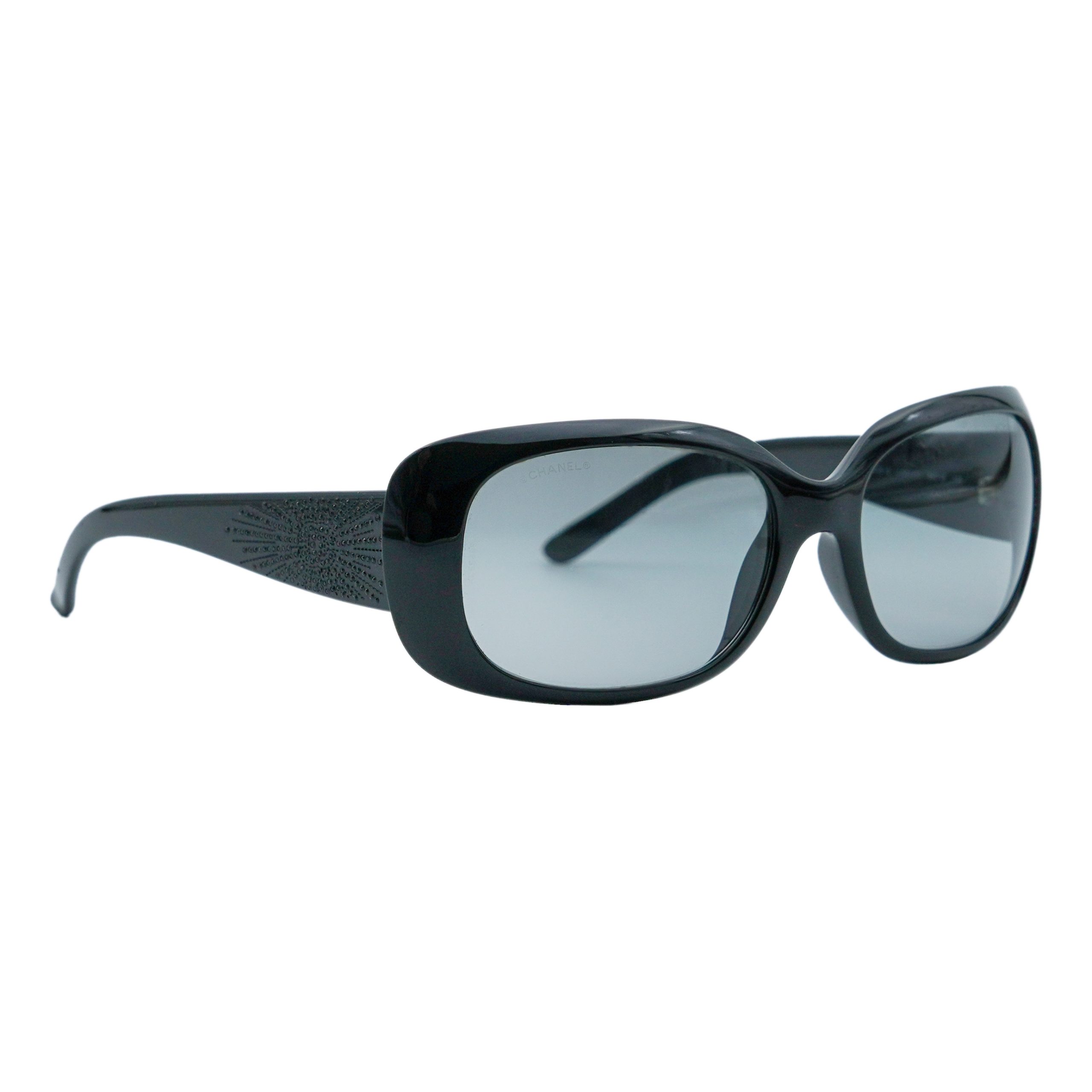 Chanel 6026 Black Gradient Sunburst CC Logo Y2K Sunglasses