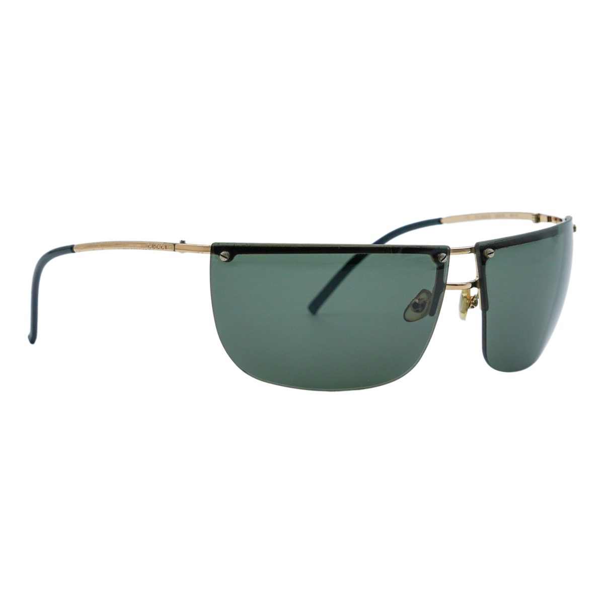 Gucci GG 2652/S Gold Metal Half Rimless Logo Y2K Sunglasses