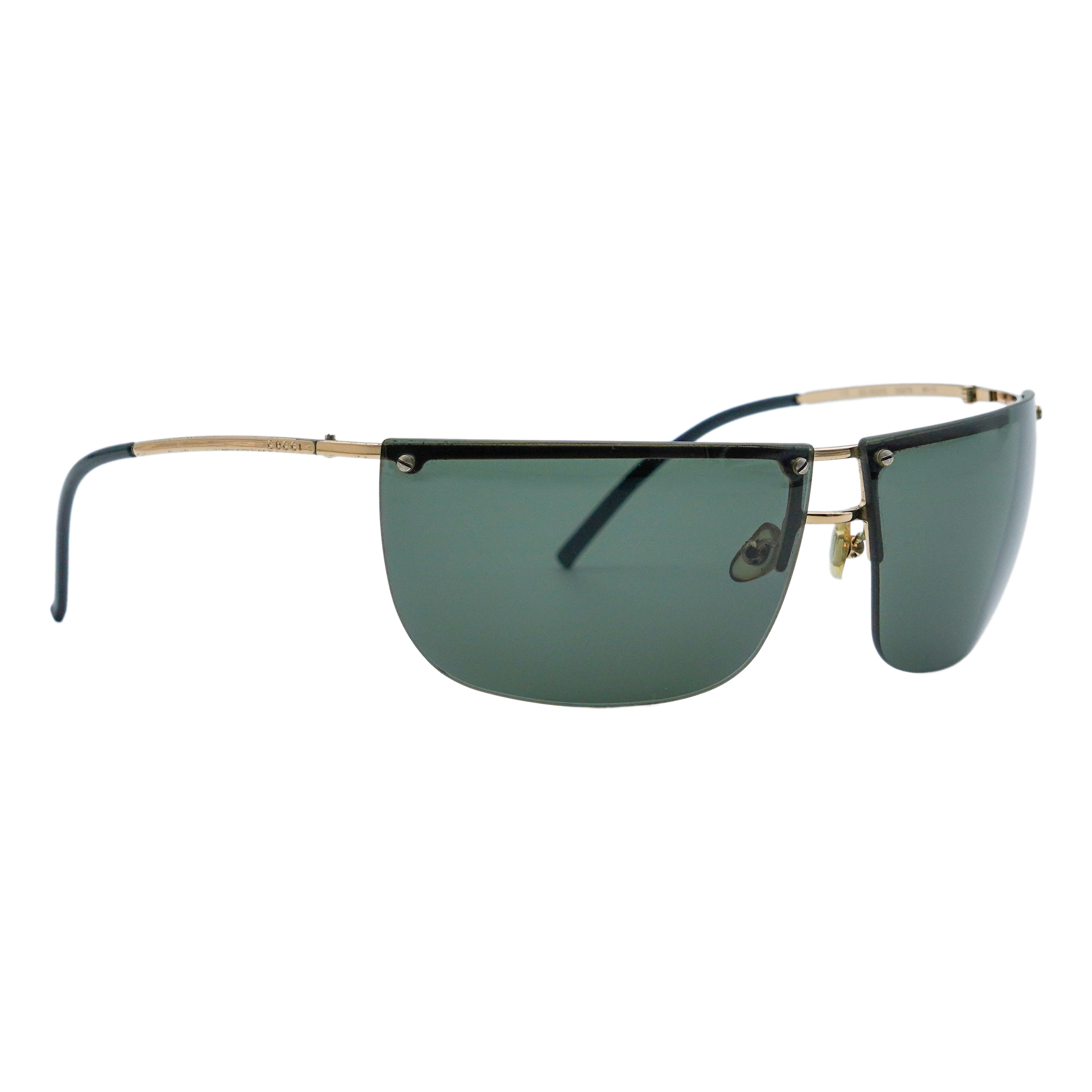 Gucci GG 2652/S Gold Metal Half Rimless Logo Y2K Sunglasses