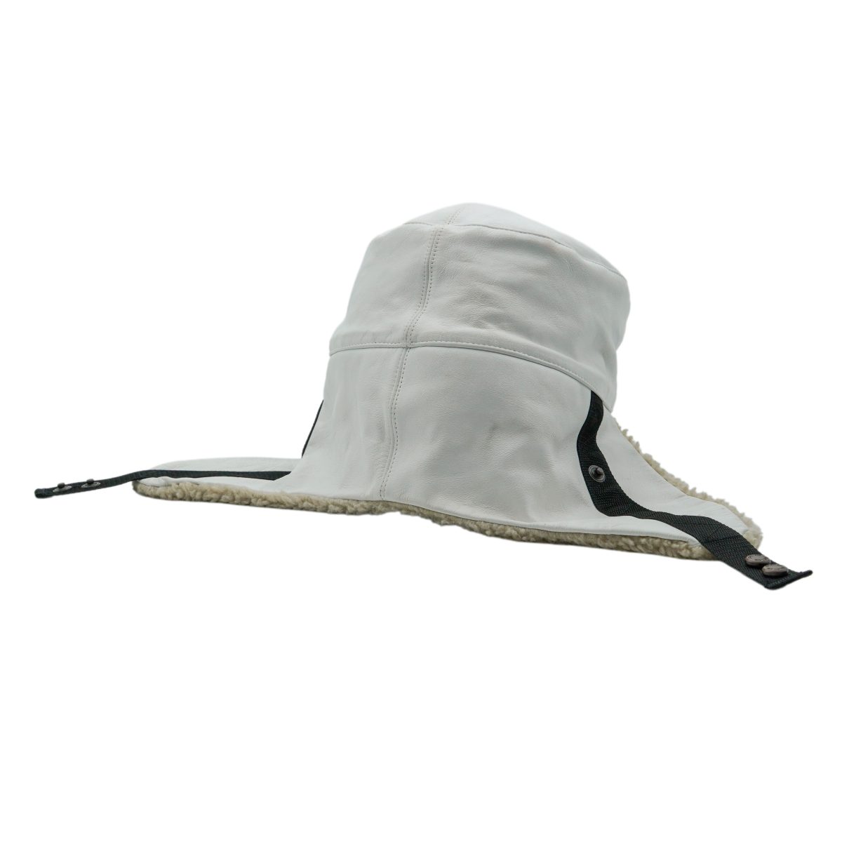Nike ACG White Leather Shearling Lined Logo Ear Flap Hat — photo 4