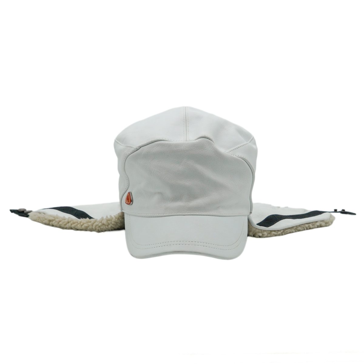 Nike ACG White Leather Shearling Lined Logo Ear Flap Hat — photo 2