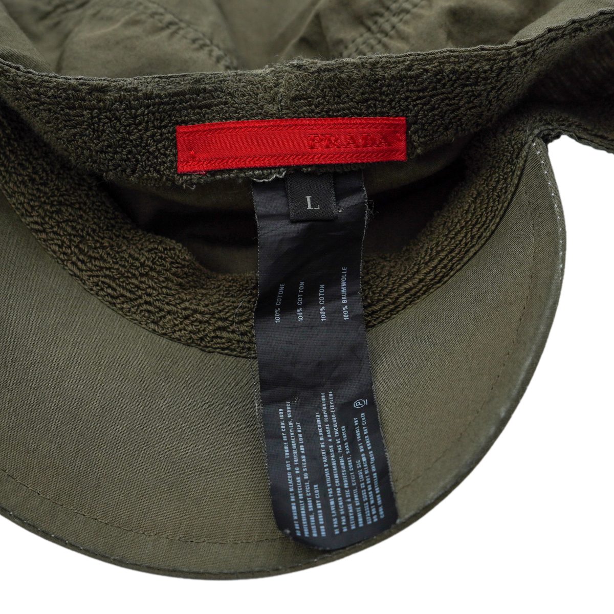 Prada Linea Rossa Military Khaki Green Tab Logo Sport Cap — photo 8