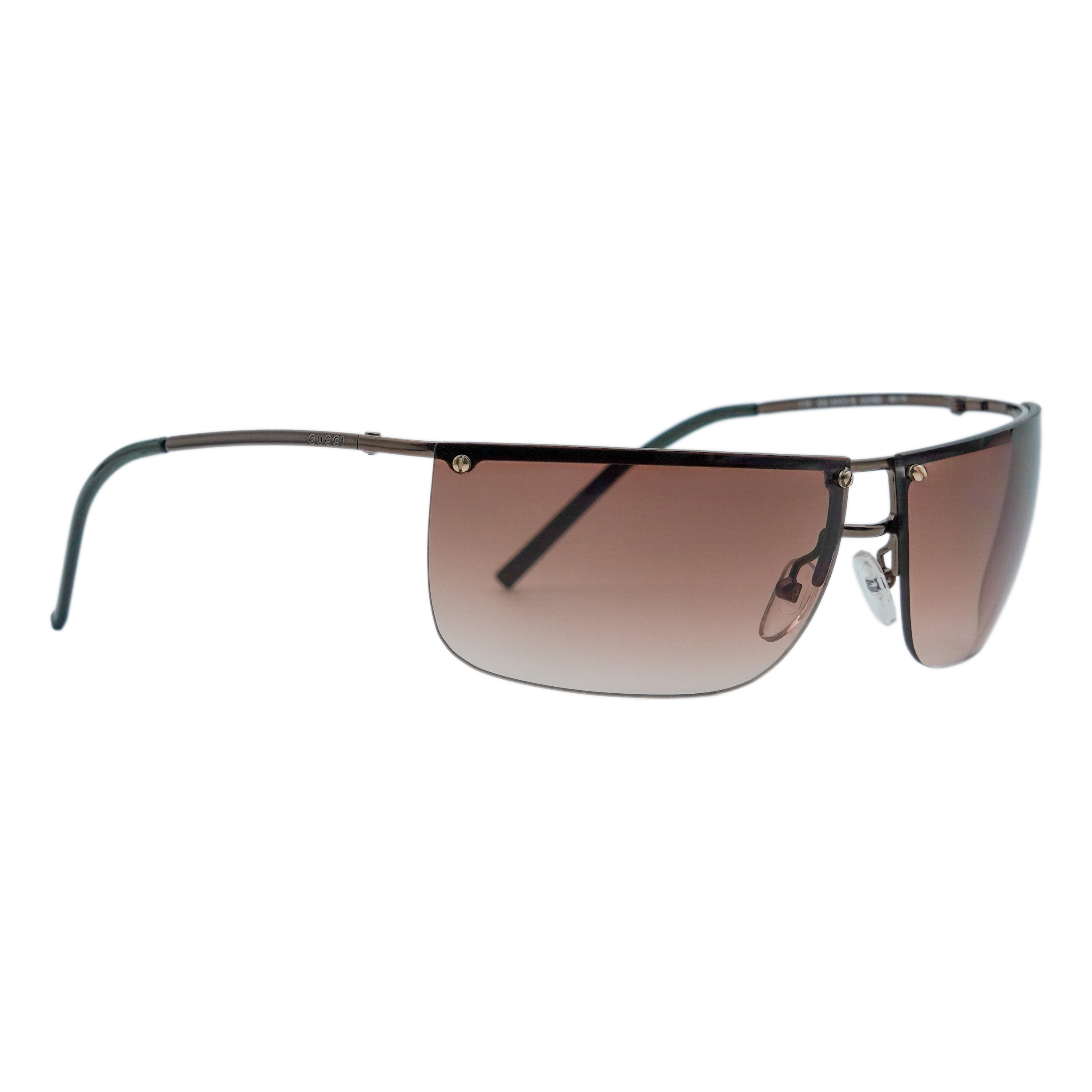 Vintage Gucci GG 2653 Brown Half Rimless Logo Sunglasses