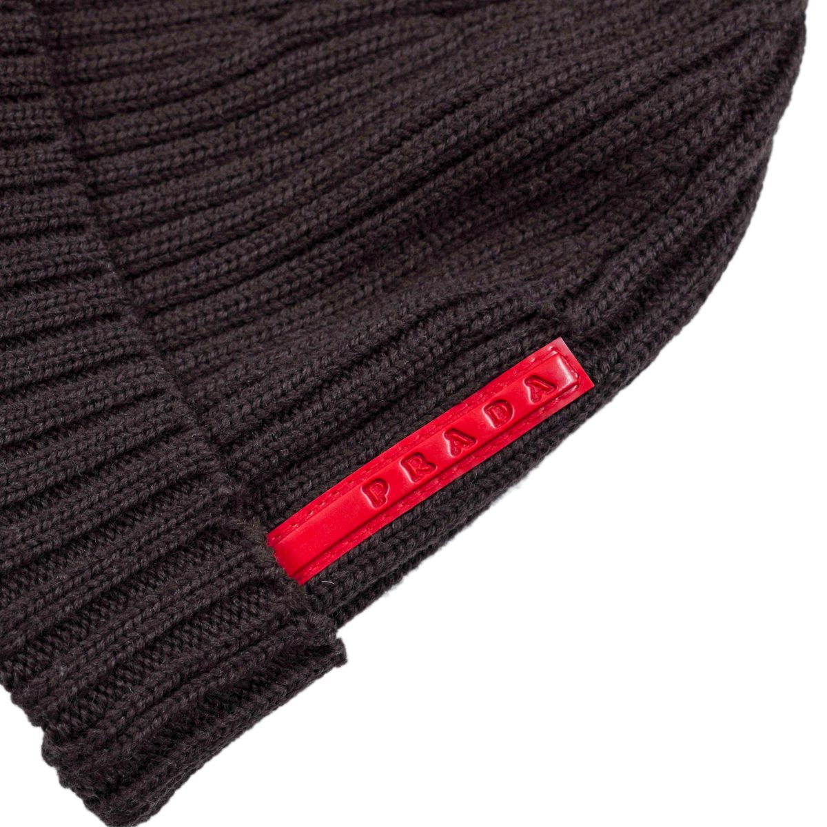 Prada Linea Rossa Brown Wool Knit Tab Logo Sport Beanie Hat — photo 3