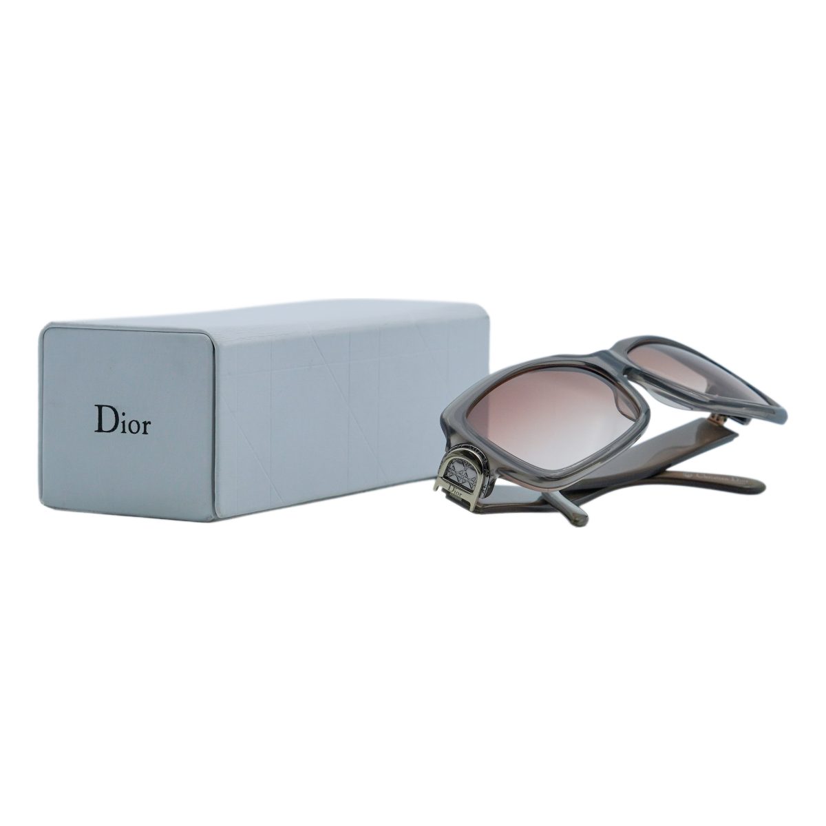 Vintage Dior Gray Gradient D Logo Rectangular Sunglasses — photo 8