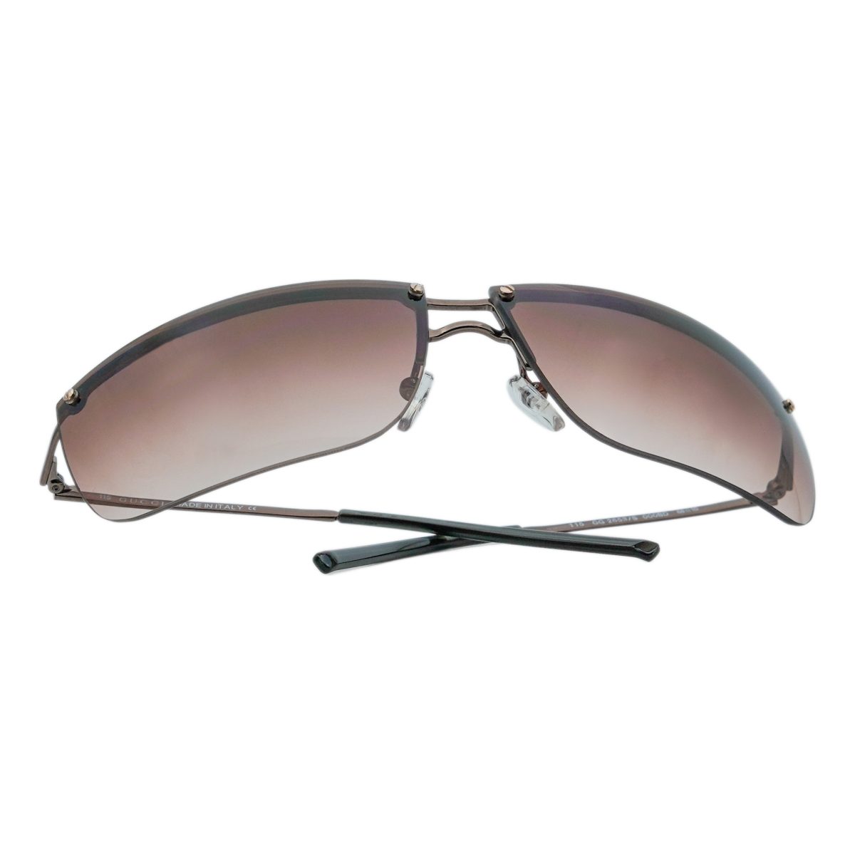 Vintage Gucci GG 2653 Brown Half Rimless Logo Sunglasses — photo 9