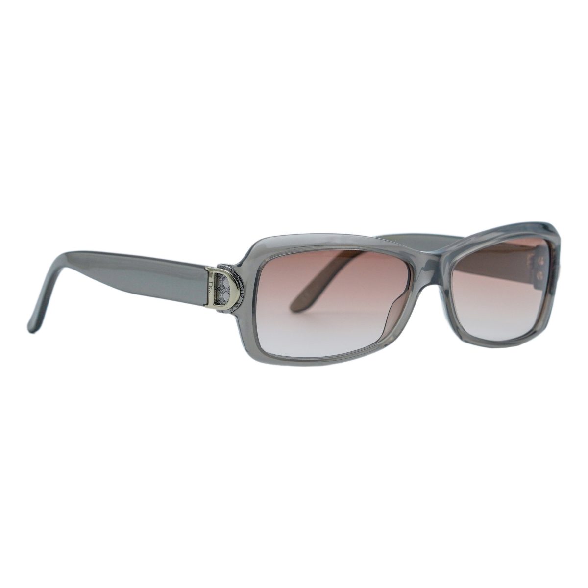 Vintage Dior Gray Gradient D Logo Rectangular Sunglasses