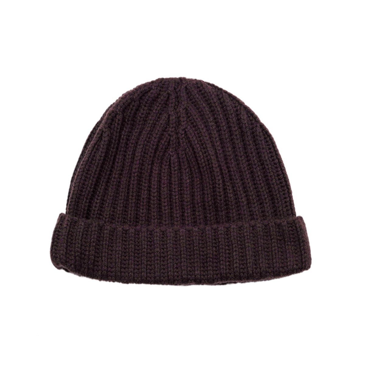 Loro Piana Rich Dark Brown Cashmere Ribbed Knit Beanie Hat