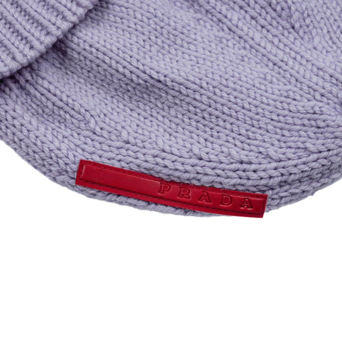 Prada Linea Rossa Label Knit Wool Lilac Purple Beanie Hat — photo 3