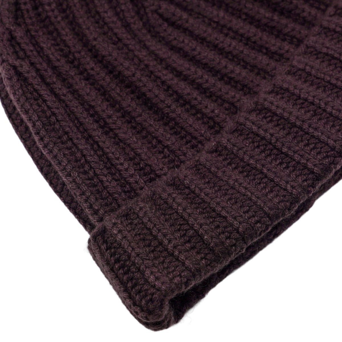 Loro Piana Rich Dark Brown Cashmere Ribbed Knit Beanie Hat — photo 3