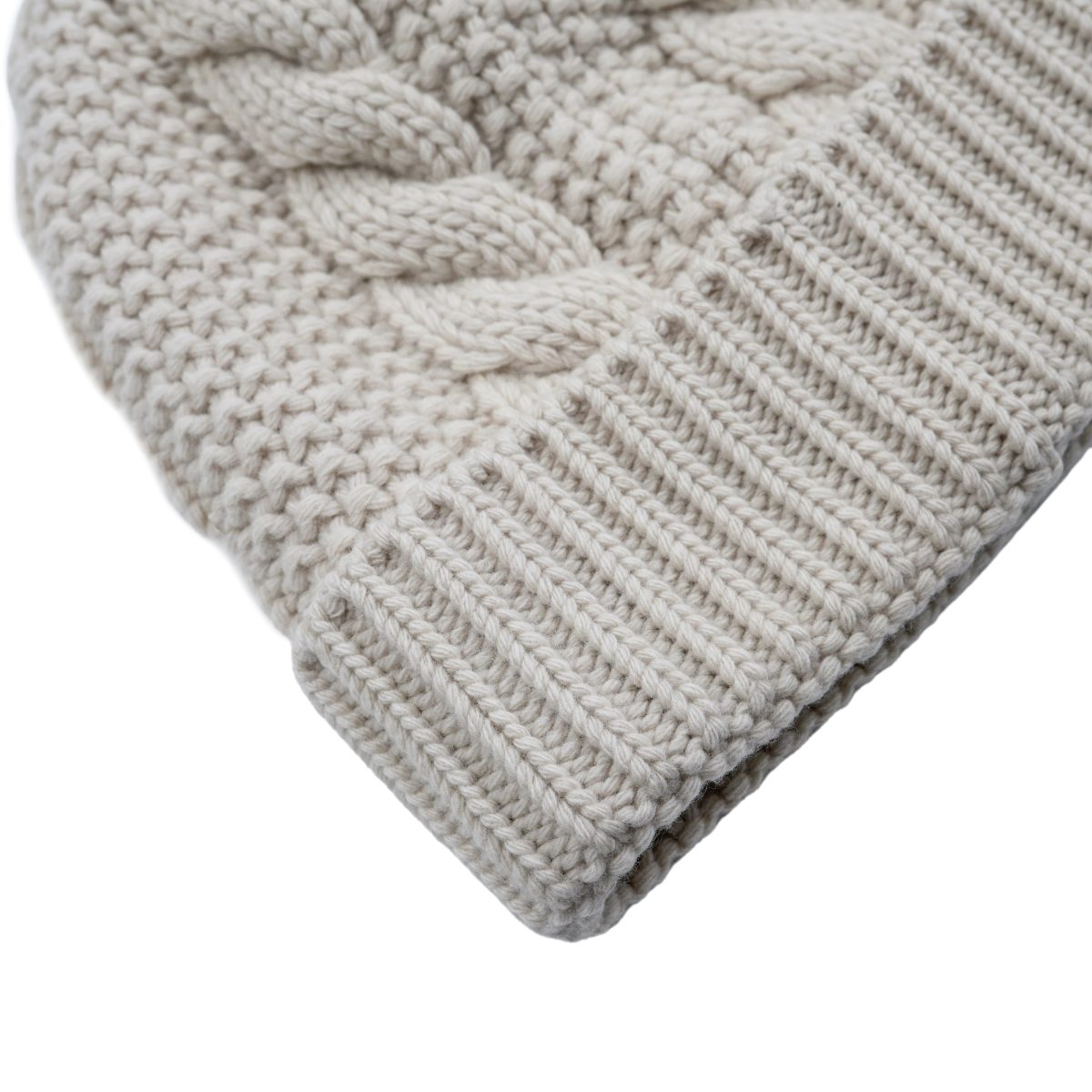 Moncler Beige Wool Cashmere Chunky Knit Logo Beanie Hat — photo 3